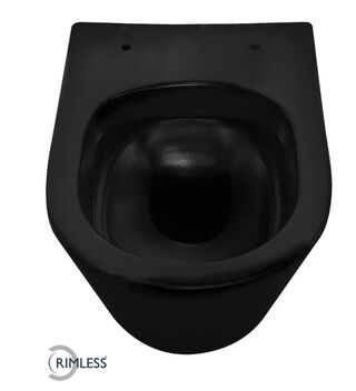 Wandcloset Hang Vesta Junior Wiesbaden, Hangtoilet Rimless, zwart